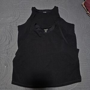 Black High-Neck Women's Workout Tanks-Set of Two